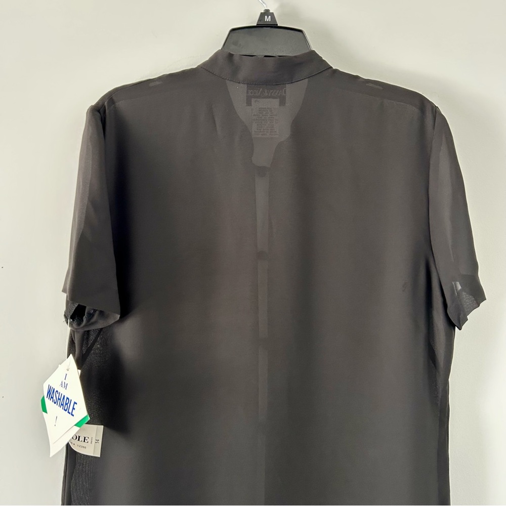 NWT Vintage 1990s-Y2K Danny & Nicole S/S Sheer Longline Blouse w/ Japanese Art - Picture 11 of 12